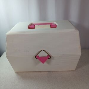 Vintage Caboodles Case Model 2700 White Pink Makeup/Nail Organizer 80s 90s